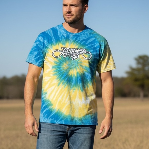 ⭐️ 2014 Vintage Jamboree in the Hills Country Concert Tee Shirt Tie Dye LARGE - Picture 4 of 16